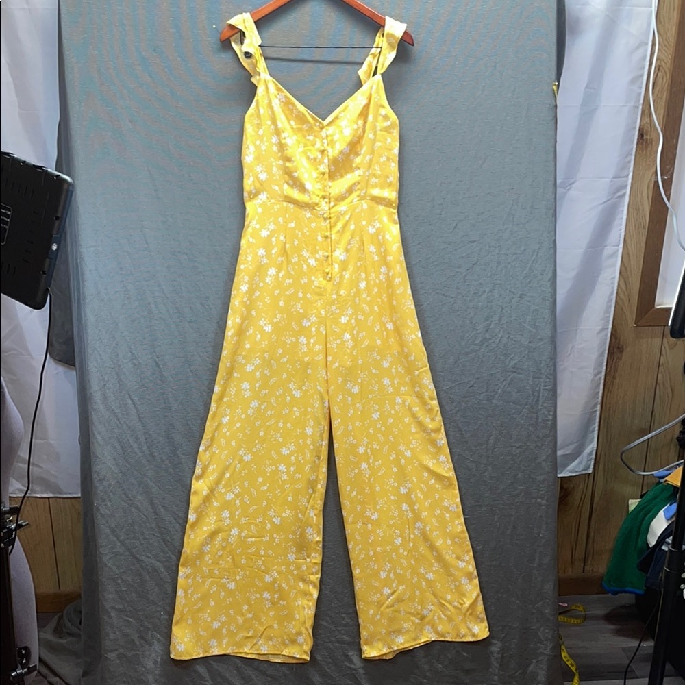 Everly Yellow‎ Velvet Jumpsuit with Adjustable Straps